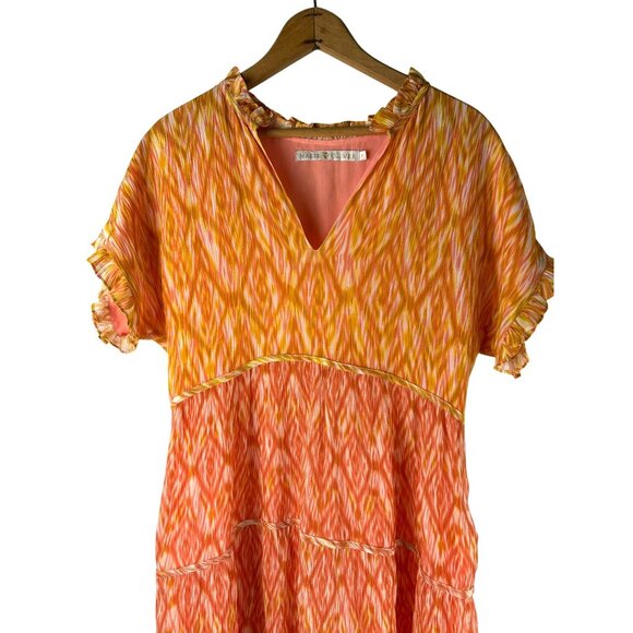 Rare Marie Oliver Tiered Maxi Dress Multi-color Print Ruffle Neck, Women's Small - Picture 3 of 14